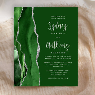 Budget Hunter Green Agate Silver Script Wedding