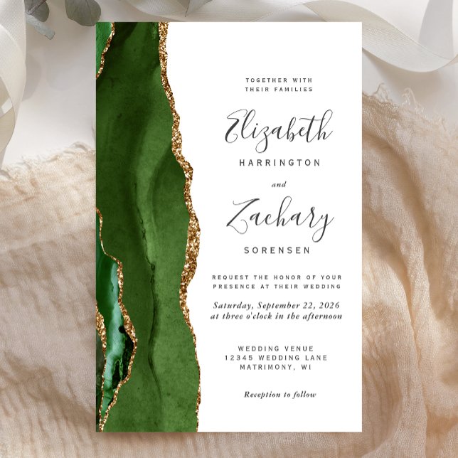 Budget Hunter Green Gold Agate Wedding (Creator Uploaded)