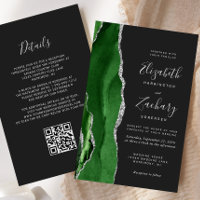 Budget Hunter Green Silver Dark QR Code Wedding