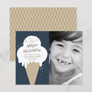 Budget Ice cream cone kids birthday invitation