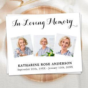 Budget In Loving Memory 3 Photo Funeral Thank You