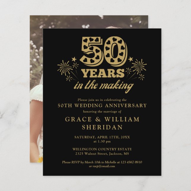 Budget In The Making 50th Anniversary Photo Invite (Front/Back)