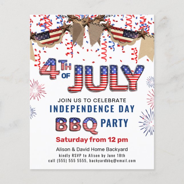 BUDGET Independence Day Fireworks BBQ Invitation (Front)