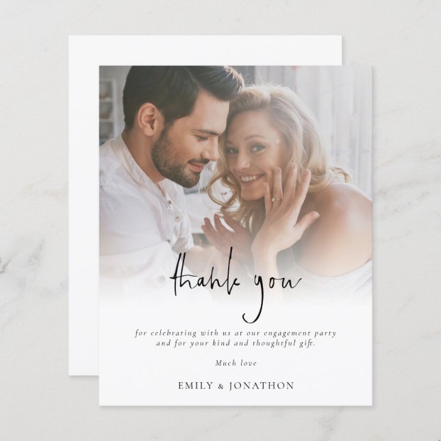 Budget Informal Script Photo Engagement Thank You (Front/Back)