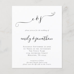 Budget Initials Script QR Code Wedding Invitation