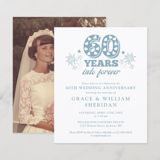 Budget Into Forever 60th Anniversary Photo Invite (Front/Back)