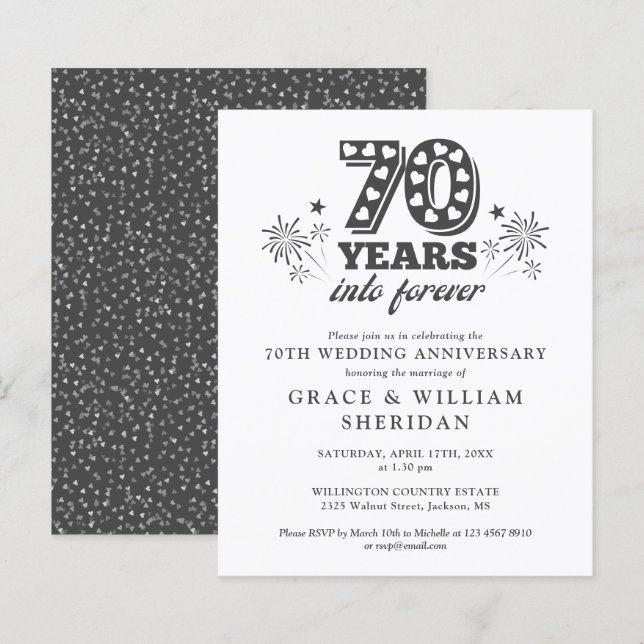 Budget Into Forever 70th Anniversary Invitation (Front/Back)