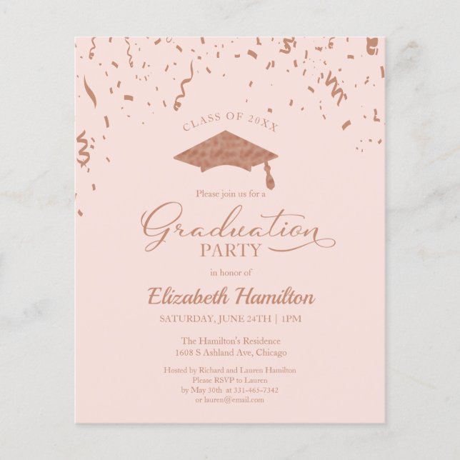 Budget Invitation High School Grad Party Confetti (Front)