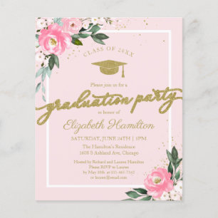 Budget Invitation High School Grad Party Floral