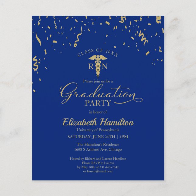 Budget Invitation Nursing School Grad Party (Front)