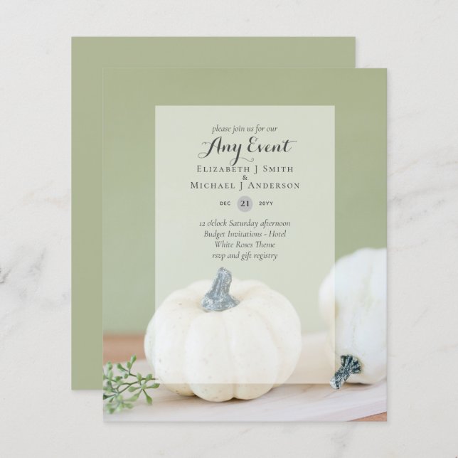BUDGET INVITATIONS - ANY EVENT - Fall Pumpkins (Front/Back)