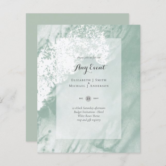 BUDGET INVITATIONS - ANY EVENT - SAGE Abstract (Front/Back)