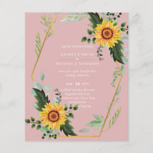 BUDGET INVITATIONS - Watercolor SUNFLOWERS  Gold Flyer