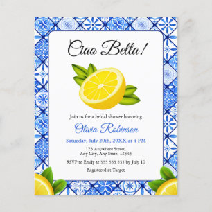 Budget Italian Ciao Bella Bridal Shower Invite 
