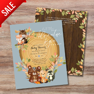 BUDGET It's A Boy WOODLAND ANIMALS Baby Shower     Flyer