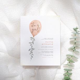 Budget Its A Girl Balloon Greenery Baby Shower