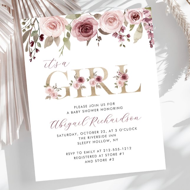 Budget Its a Girl Burgundy Blush Baby Shower (Creator Uploaded)