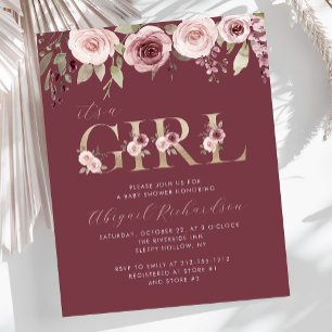 Budget Its a Girl Burgundy Blush Baby Shower