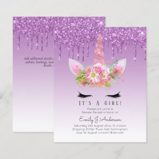 BUDGET It's A Girl Glittery Unicorn Baby Shower