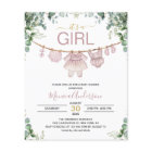 Budget Its A Girl Pink Boho Baby Shower Invitation