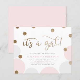 Budget It's a Girl Pink Gold Confetti Baby Shower
