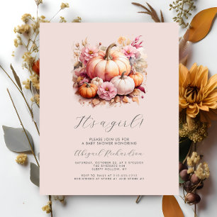 Budget It's a Girl Pumpkins Blush Fall Baby Shower
