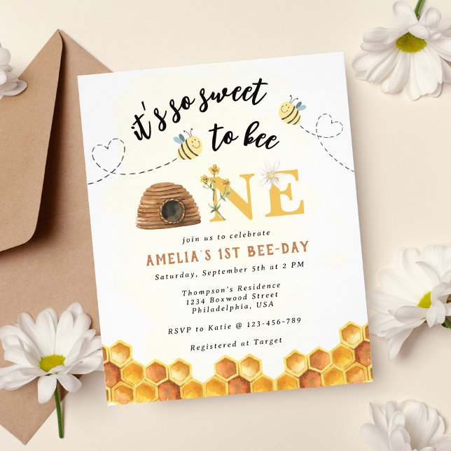 Budget its so sweet to bee one 1st birthday invite flyer (Creator Uploaded)