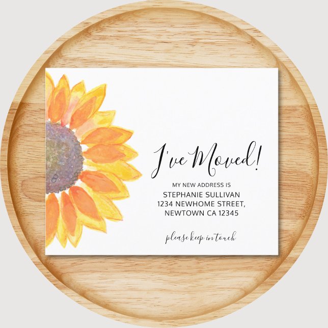 Budget I've Moved Sunflower Announcement Card (Creator Uploaded)