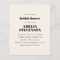 Budget Ivory Minimalist Bridal Shower Invitation