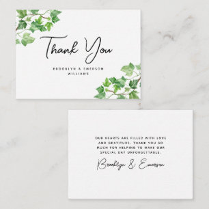 BUDGET Ivy Green Foliage Wedding Thank You Card