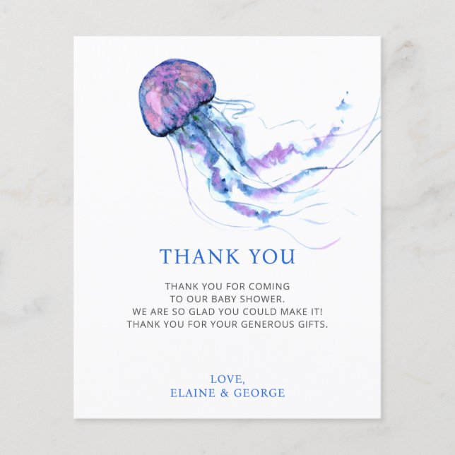 Budget Jellyfish Baby Shower Thank You Card (Front)