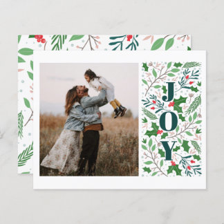 Budget JOY Holly Berries Photo Holiday Card