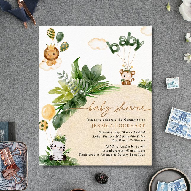 Budget Jungle Party Baby Shower Invitation (Creator Uploaded)