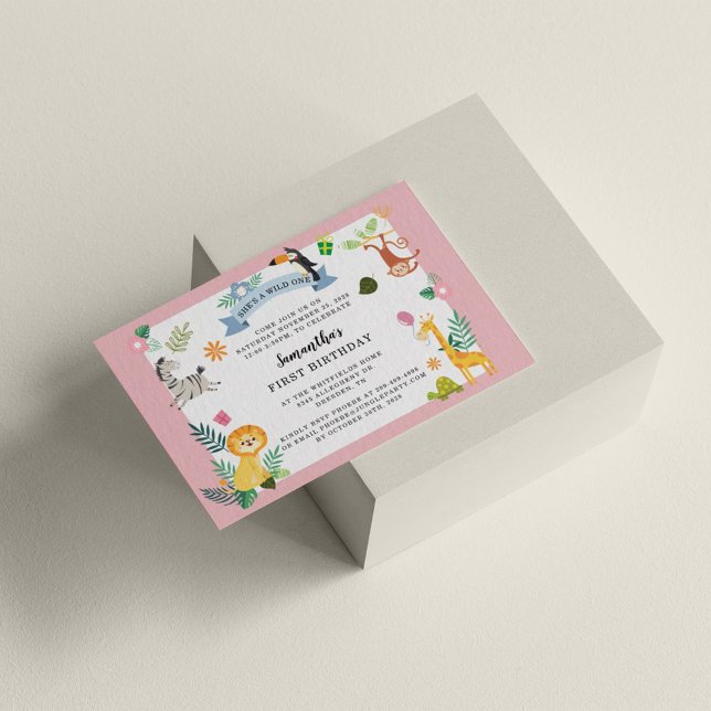 Budget Jungle Safari Animal 1st Birthday Wild One Card (Creator Uploaded)