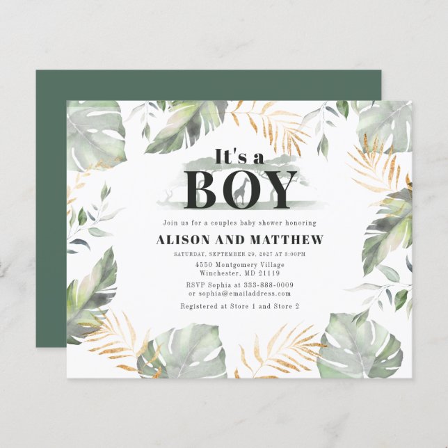 Budget Jungle Safari Couples Baby Shower (Front/Back)