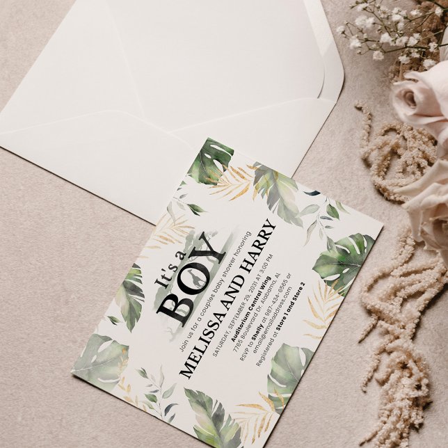 Budget Jungle Safari Giraffe Couple Baby Shower Card (Creator Uploaded)