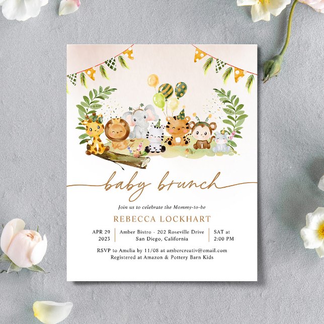 Budget Jungle Safari Girl Baby Brunch Invitation  (Creator Uploaded)