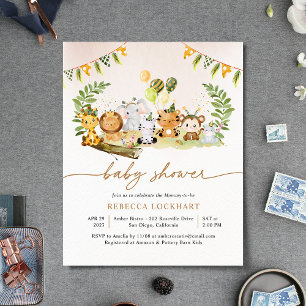 Budget Jungle Safari Girl Baby Shower Invitation 