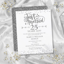 Budget Just Married 25th Anniversary Invitation