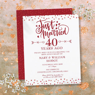Budget Just Married 40th Anniversary Invitation