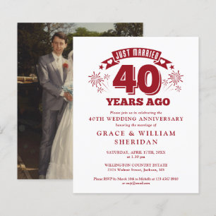 Budget Just Married 40th Anniversary Photo Invite