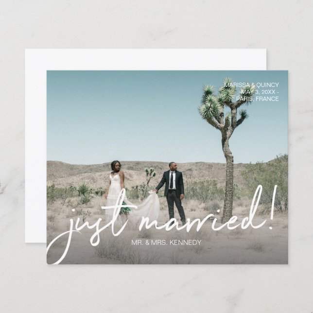 Budget Just Married 4 Photo Wedding Announcement (Front/Back)