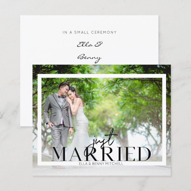 Budget Just Married Fra Photo Wedding Announcement (Front/Back)