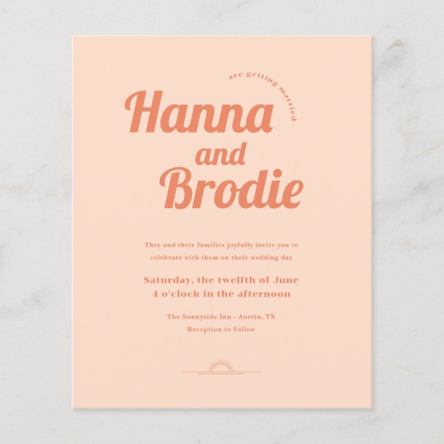 Budget Just Peachy Wedding Invitation Flyer (Front)