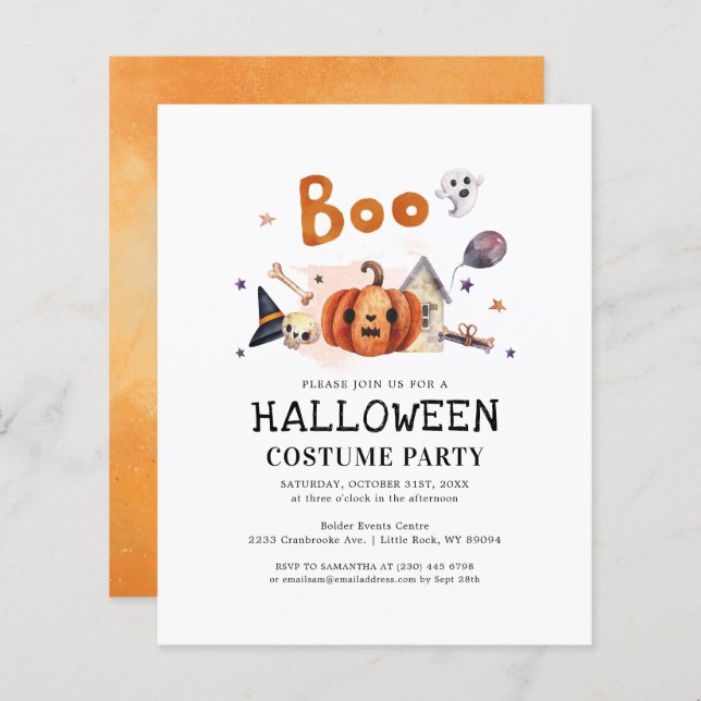 Budget Kids Halloween Costume Party Invitation (Front/Back)