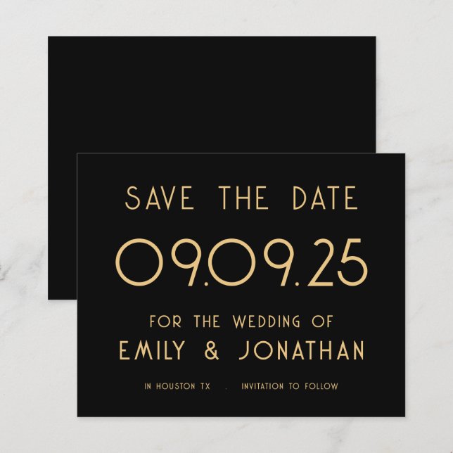 Budget Large Typography Gold Black Wedding (Front/Back)