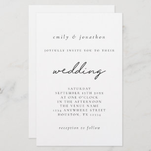 Budget Larger Black White Script Wedding Invite