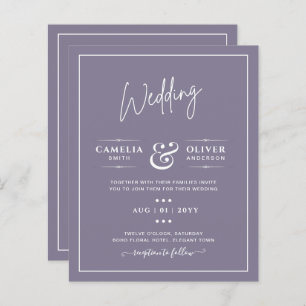 BUDGET Lavender Dusty Purple Monochrome Wedding