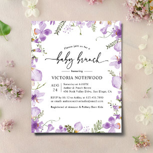 Budget Lavender Flowers Baby Brunch Invitation