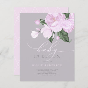 Budget Lavender Grey Floral Baby in Bloom Shower
